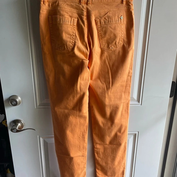 Dismero Denim Pants Made In Italy Jeans Size 33 Orange Bright Skinny Colorblock - Picture 11 of 13